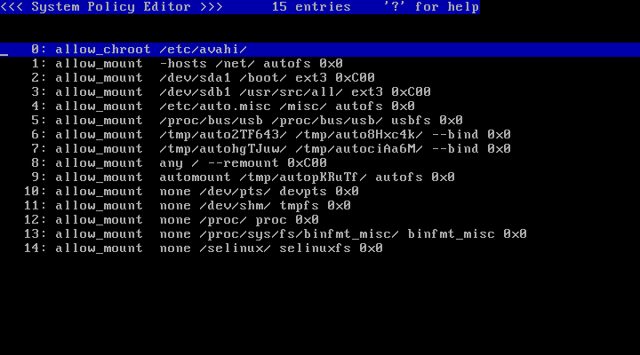 Screen for System Policy